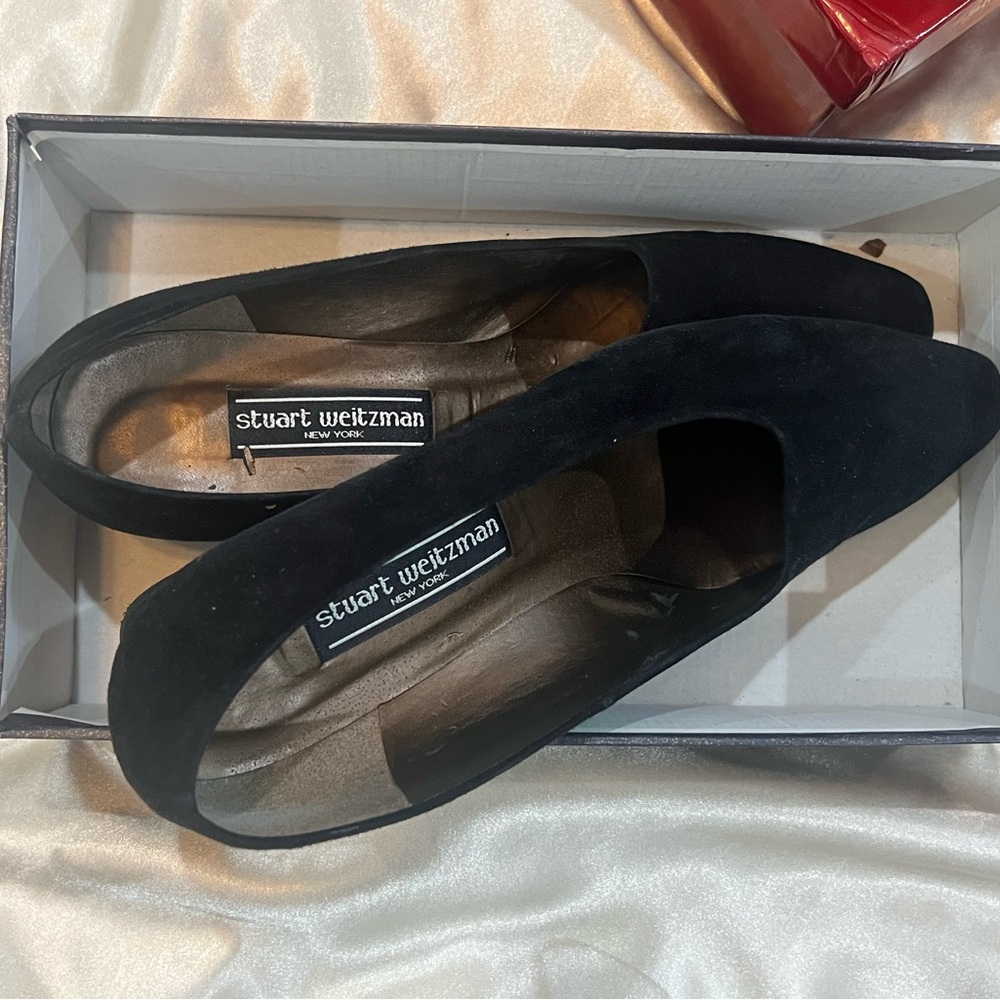 Stuart Weitzman Black Flats Classic Suede Loafers